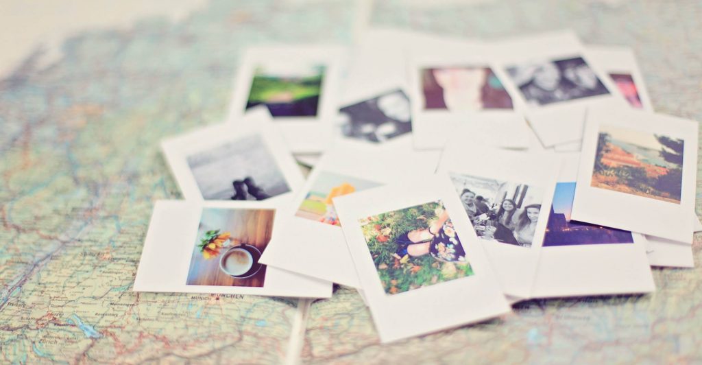polaroids on map