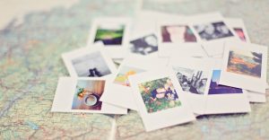 polaroids on map