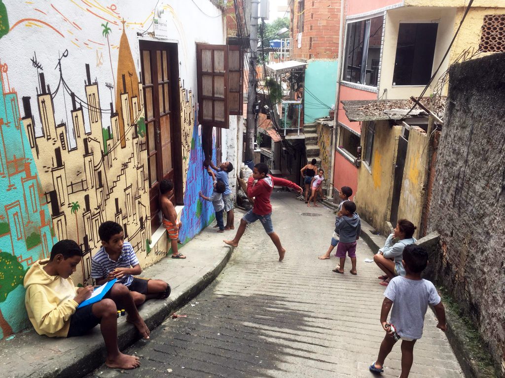 Kids outside school